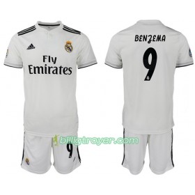 Billige Fotballdrakter Real Madrid BENZEMA 9 Barn Hjemmedraktsett 2018/19 Kortermet